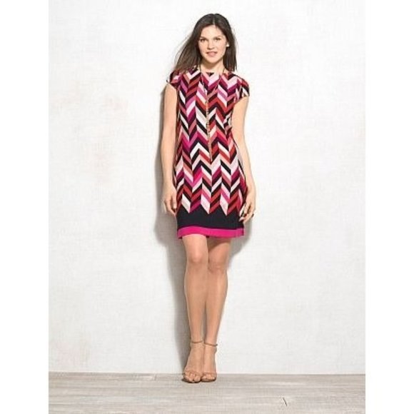 Size 12 CHEVRON PRINT CAMRYN SHIFT DRESS Classy Spring Summer Career‎ Party - Picture 1 of 4